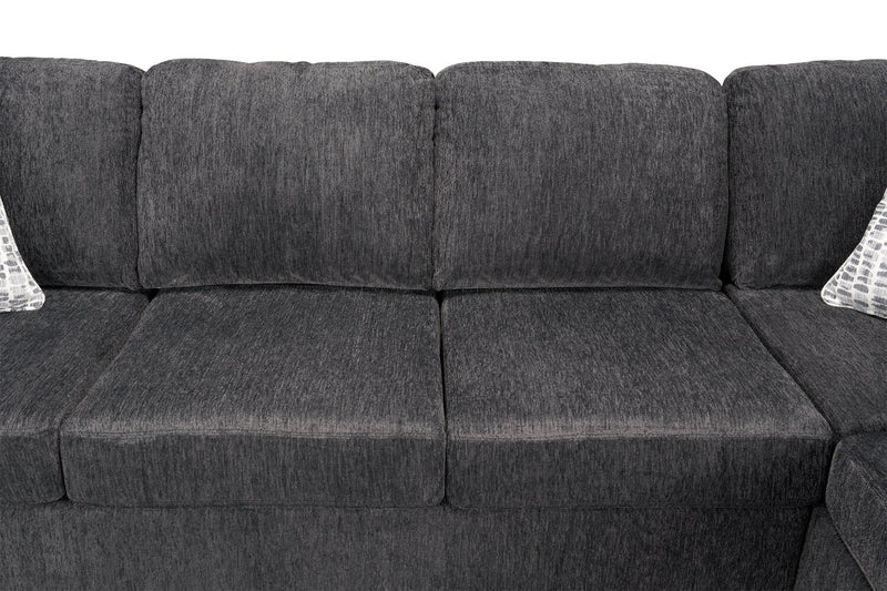 Made in Canada Morgan 2-Piece Right-Facing Chenille Fabric Sofa Bed Sectional with Accent Pillows - Grey