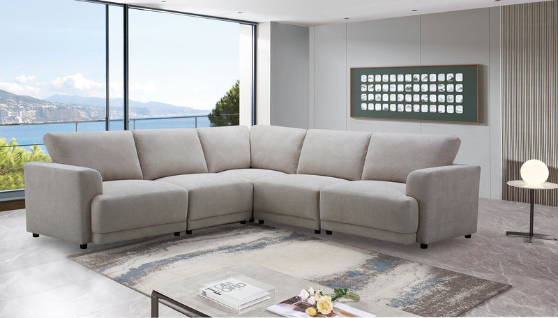 Voyage Modular 5-Piece Fabric Sectional with Removable Back Cushions – Taupe