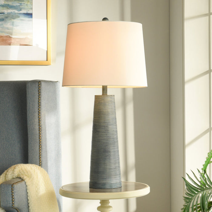 Sadie 31.5\" Textured Table Lamp with White Shade – Denim Wash 