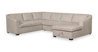 Envy 3-Piece Right-Facing Chenille Fabric Sleeper Sectional with Storage Chaise - Almond Beige 