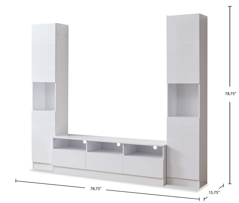 Celine 94.5\" 3 – Piece Entertainment Centre with Storage for TVs up to 70\" - White