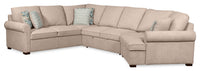 Scott Living Haven 3-Piece Right-Facing Chenille Fabric Cuddler Sleeper Sectional - Taupe 