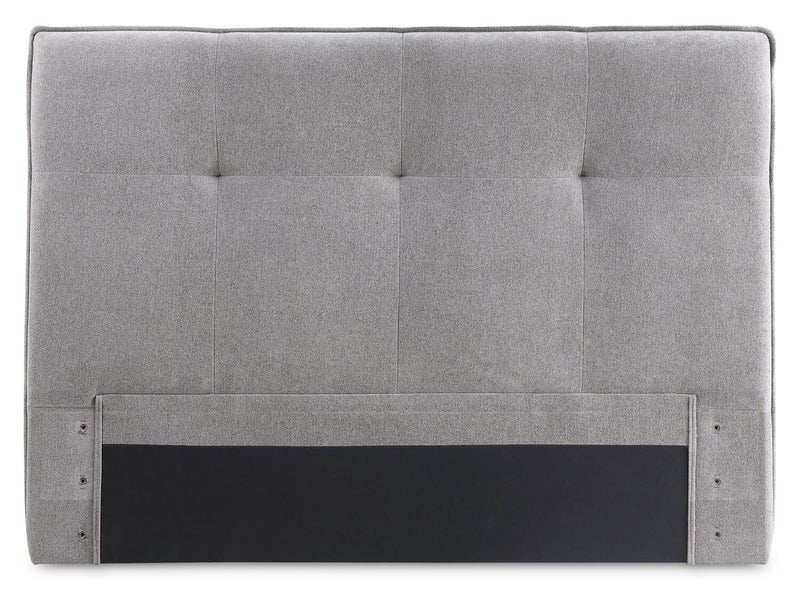 Amos Upholstered Storage Bed in Grey Fabric with Tufted Headboard & 3 Built-in Drawers - King Size