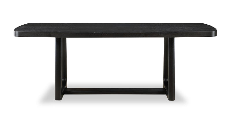 Alma 5pc Dining Set with Table & 4 Chairs, Trestle Base, 86\"W - Charcoal Black & White