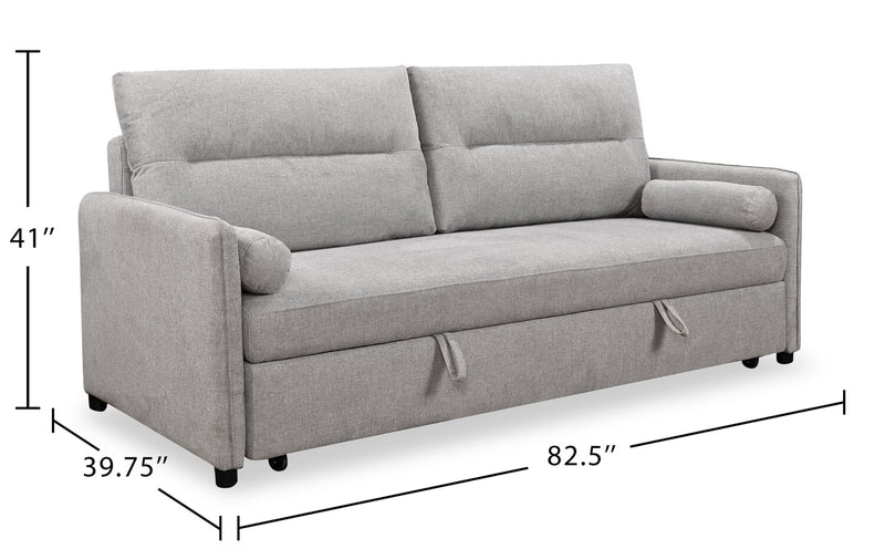 Shadow 82.5\" Linen-Look Fabric Sleeper Sofa with Storage and Two Armrest Pillows - Grey