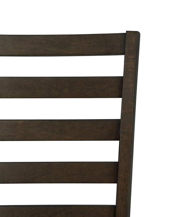 Devon Dining Chair with Vegan Leather Fabric, Wood - Dark Brown