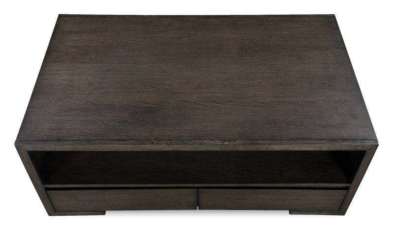 Zelda 58\" Coffee Table with Storage and Shelf – Warm Mocha