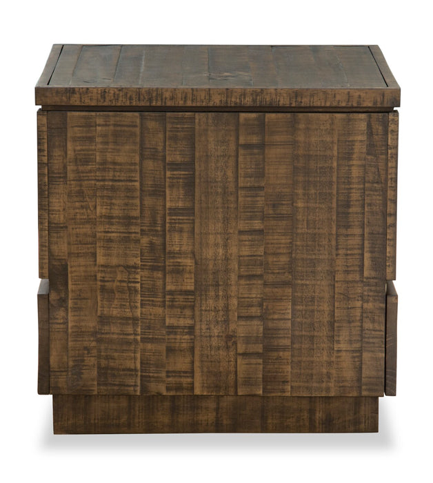 Elm 22” Rustic Pine End Table with Storage - Brown