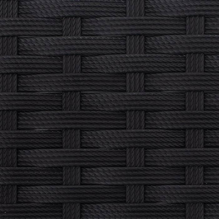 Arizona Outdoor Patio Table - Hand-Woven Resin Wicker, Round Tempered Glass Table Top, UV & Weather Resistant - Black