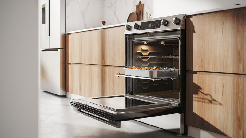 Bosch 30\" 5.8 Cu. Ft. 100 Series Electric Range with Rapid Preheat and Air Fry - Stainless Steel - HEF1050MC