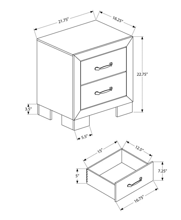 Ethan Bedside 2-Drawer Nightstand, 22\"W x 23\"H - Rustic Brown