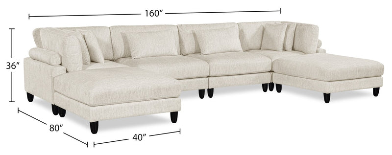 Lounge 6-Piece Chenille Modular Sectional – Beige 