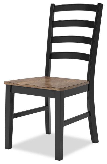 Raven 5pc Dining Package with 60-78\"W Extension Table & 4 Chairs - Two-Tone Black & Brown