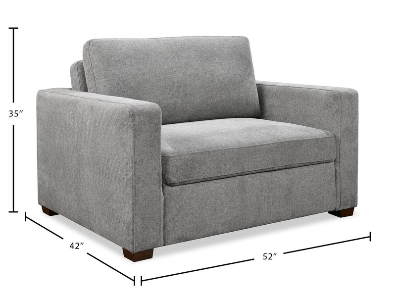 Dusk 52\" Linen-Look Fabric Sleeper Chair with Track Arms - Grey