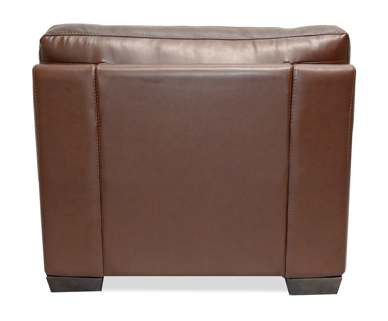 Classico 47\" Genuine Leather Chair with Wood Legs – Tobacco