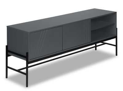 Jae 59" Modern TV Stand with Storage and Cable Management for TVs up to 65"- Grey|Meuble pour téléviseur moderne Jae de 59 po avec rangement et système de gestion des câbles pour téléviseurs jusqu’à 65 po - gris
