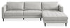 Metro 2-Piece Right-Facing Fabric Sectional with Chaise and Tufted Seat Cushions - Neutral