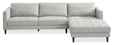 Metro 2-Piece Right-Facing Fabric Sectional with Chaise and Tufted Seat Cushions - Neutral | Sofa sectionnel de droite Metro 2 pièces en tissu avec fauteuil long et coussins de siège capitonnés - neutre