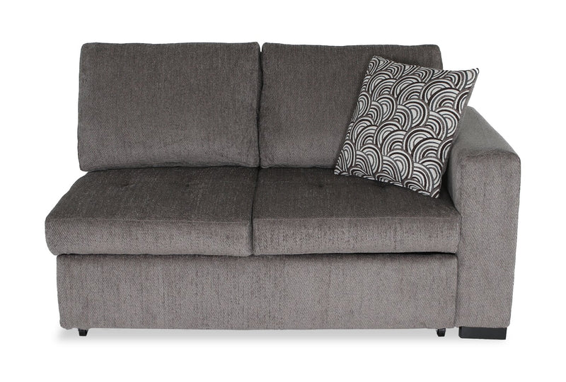 Made in Canada Legend 2-Piece Left-Facing Chenille Fabric Cuddler Sleeper Sectional - Pewter Brown