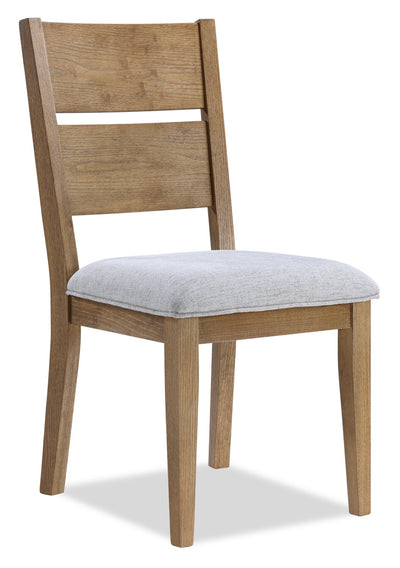 Lotus Dining Chair with Polyester Fabric, Wood, Slat-back - Natural | Chaise de salle à manger Lotus en tissu de polyester et bois avec dossier à lattes - naturelle