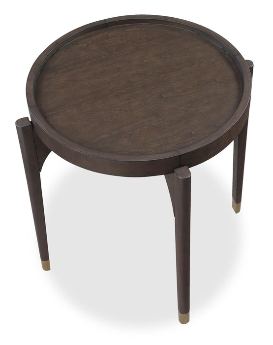 Neeva 24\" Modern Round End Table - Dark Brown Birch