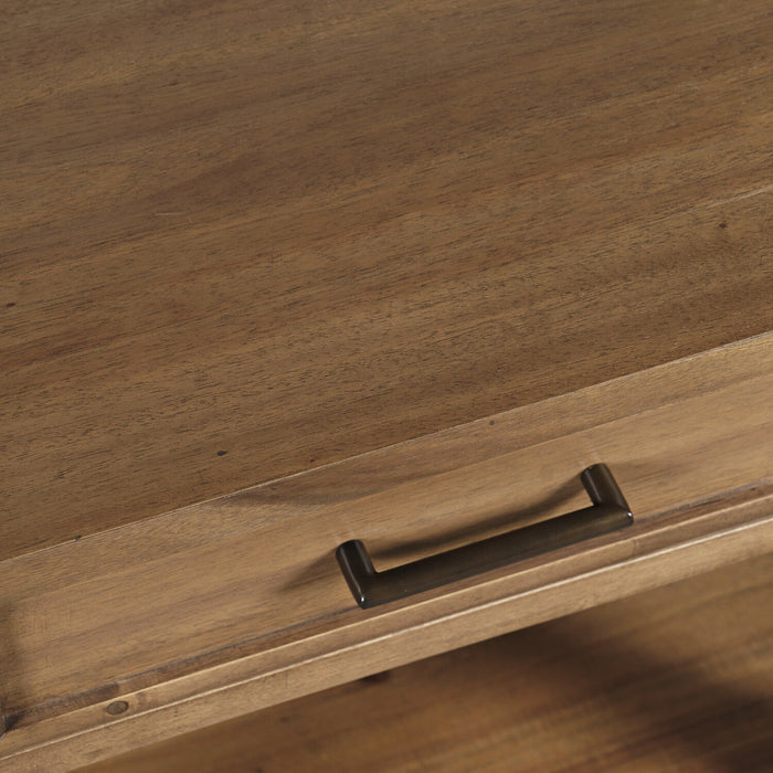 Nathan 24\" Rustic End Table with Storage and Shelf - Light Brown