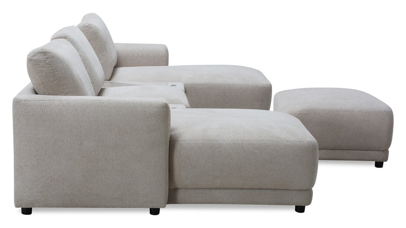 Voyage Modular 6-Piece Left-Facing Fabric Sectional with Console and Ottoman – Taupe