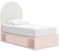 Lola Twin Panel Bed with Upholstered Headboard and Storage Drawers 