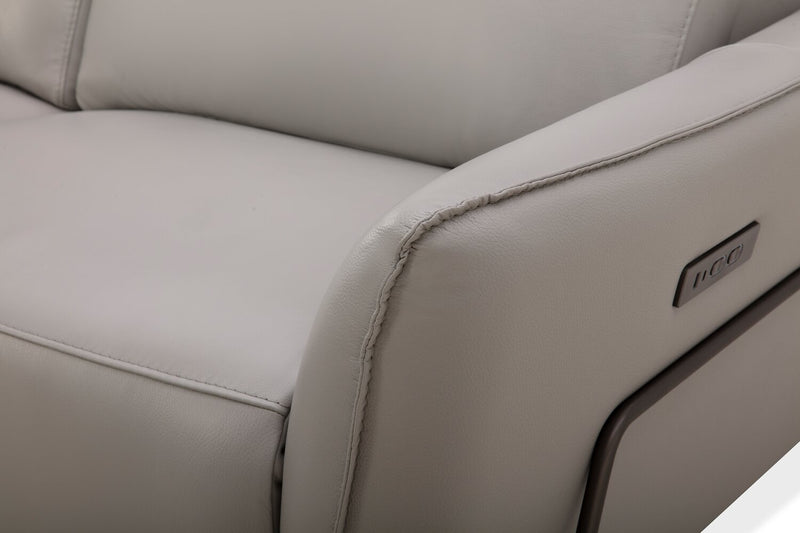 Riviera Top-Grain Genuine Leather Power Reclining Loveseat - Light Grey