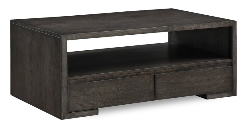 Zelda 58\" Coffee Table with Storage and Shelf – Warm Mocha