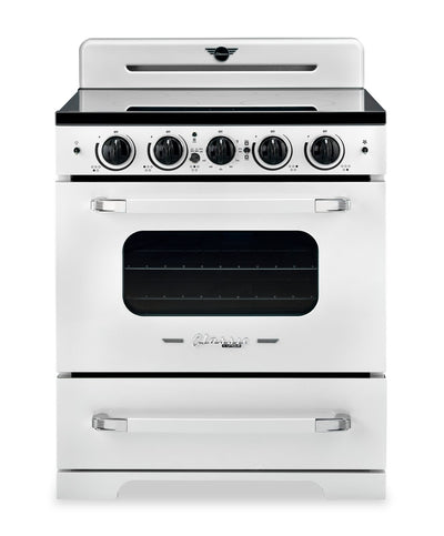 Classic Retro by Unique 30" 3.9 Cu. Ft. Induction Range - Marshmallow White - UNQ-30CR IC W  | Cuisinière à induction Classic Rétro par Unique de 30 po et de 3,9 pi3 - blanc guimauve - UNQ-30CR IC W  | UNQ30ICW