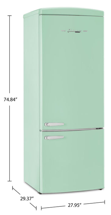 Unique Classic Retro 28\" 17 Cu Ft. Bottom Mount Refrigerator - Green - UNQ-455L LG AC