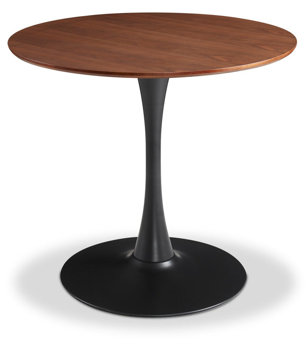 Rio 5pc Dining Set with Table & 4 Chairs, Metal Pedestal Base, 36\"W Round - Black/Brown & Taupe