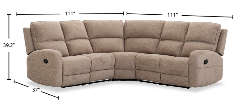 Bodie 111.02\" 3-Piece Chenille Fabric Manual Reclining Sectional – Beige  