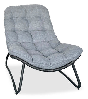 Oslo Outdoor Patio Lounger Chair - Hand-Woven Resin Wicker & Metal, UV & Weather Resistant - Grey