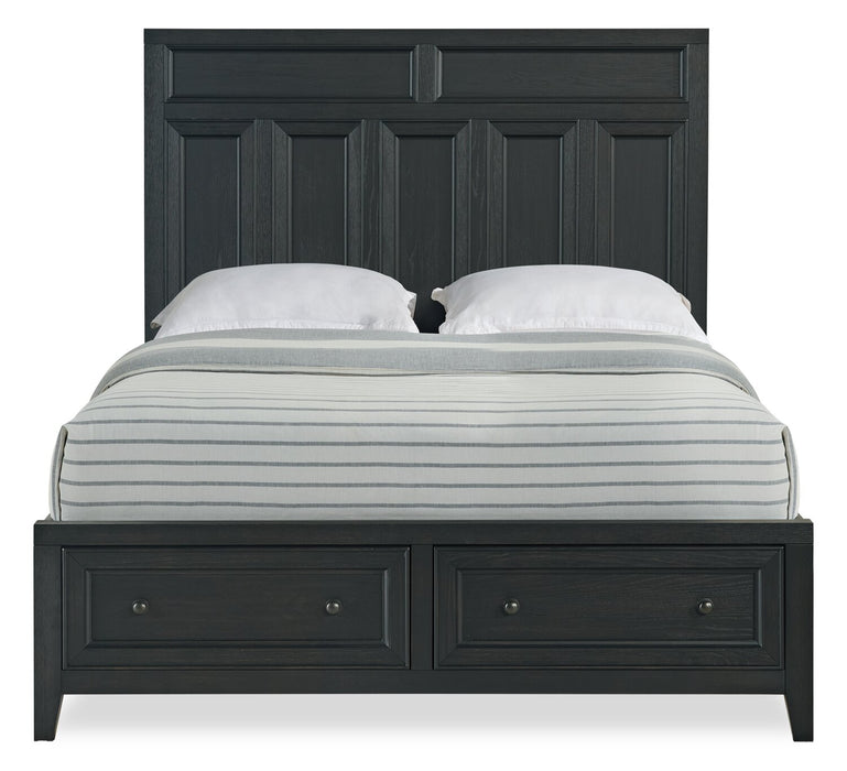 Casa 6pc Bedroom Set with Bed, Dresser, Mirror & Nightstand, Black - Queen Size