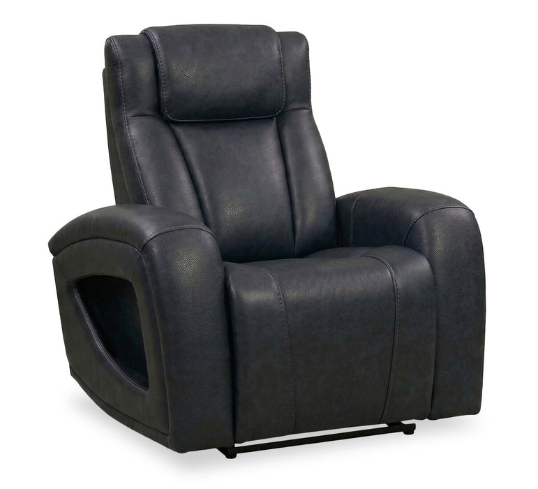 Shaquille O’Neal Home Titan 42\" Genuine Leather Power Reclining Chair with Shaq-o-pedic Comfort – Black