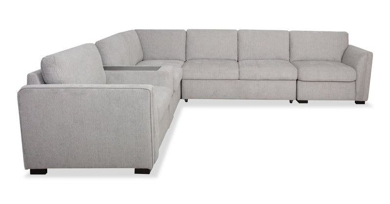 Vault 6-Piece Sectional with Sofa Bed Loveseat and Three Storage Chairs - Grey