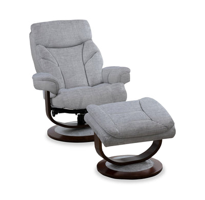 Easton 33.5" Chenille Fabric Stress Free Swivel Reclining Chair with Footrest - Silver Grey | Fauteuil pivotant inclinable Easton antistress de 33,5 po en tissu de chenille avec repose-pieds - gris argenté