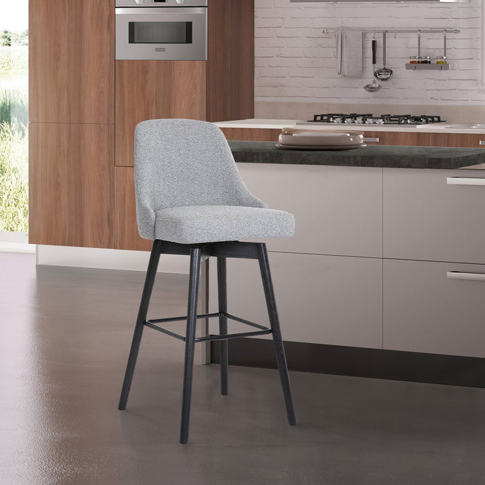 Nash Counter-Height Stool with Swivel Seat, Polyester Fabric, Metal - Grey