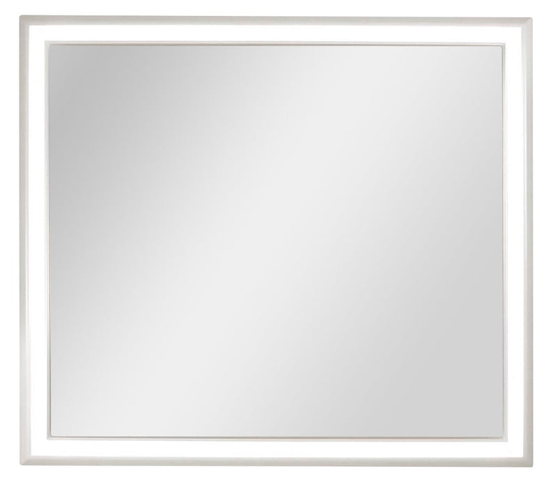 Halo 6pc Bedroom Set with Bed, Dresser, Mirror & Nightstand, LED, Glam, White - Queen Size