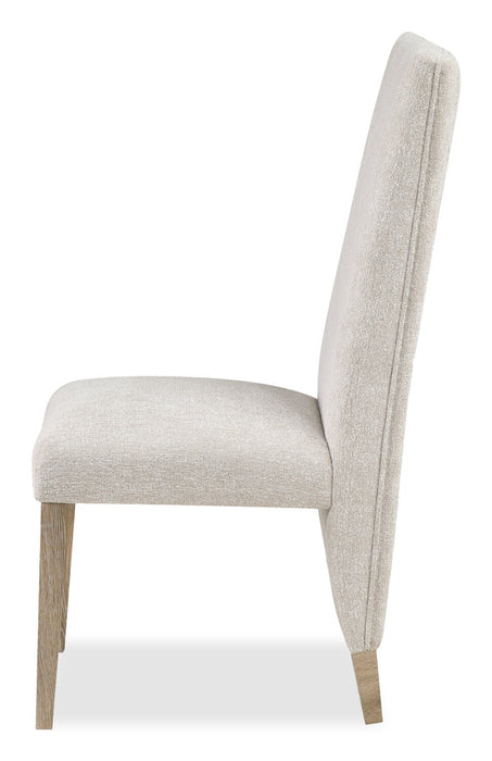 Vega Dining Chair with Polyester Fabric, Wood, Channeled Tufting - Natural