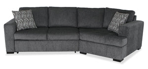 Made in Canada Legend 2-Piece Right-Facing Chenille Fabric Cuddler Sleeper Sectional - Pepper Grey