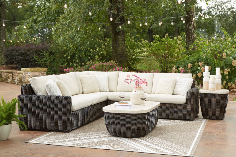 Halifax 3-Piece Outdoor Patio Set with 2 Loveseats & Corner Chair, UV & Weather Resistant - Beige/Brown
