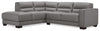 Citadel 2-Piece Left-Facing Top-Grain Genuine Leather Sectional with Wood Legs - Grey