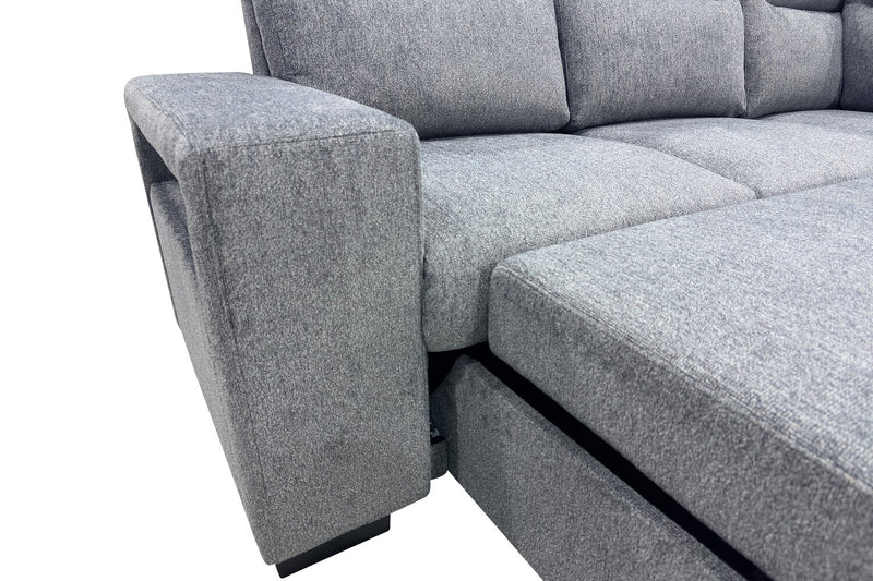 Coast 3-Piece Right-Facing Fabric Sleeper Sectional with Storage and Ottoman - Smoke