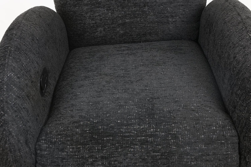 Shay 33\" Chenille Fabric Swivel Glider Reclining Accent Chair - Ebony