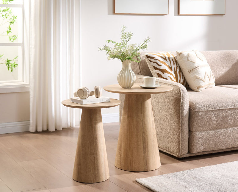 Sloane 2-Piece Round Accent Table – Weathered White 