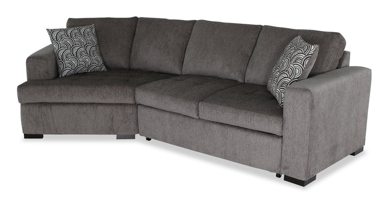 Made in Canada Legend 2-Piece Left-Facing Chenille Fabric Cuddler Sleeper Sectional - Pewter Brown