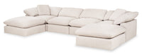 Eclipse 6-Piece Linen-Look Fabric Modular Sectional with 2 Ottomans - Linen 